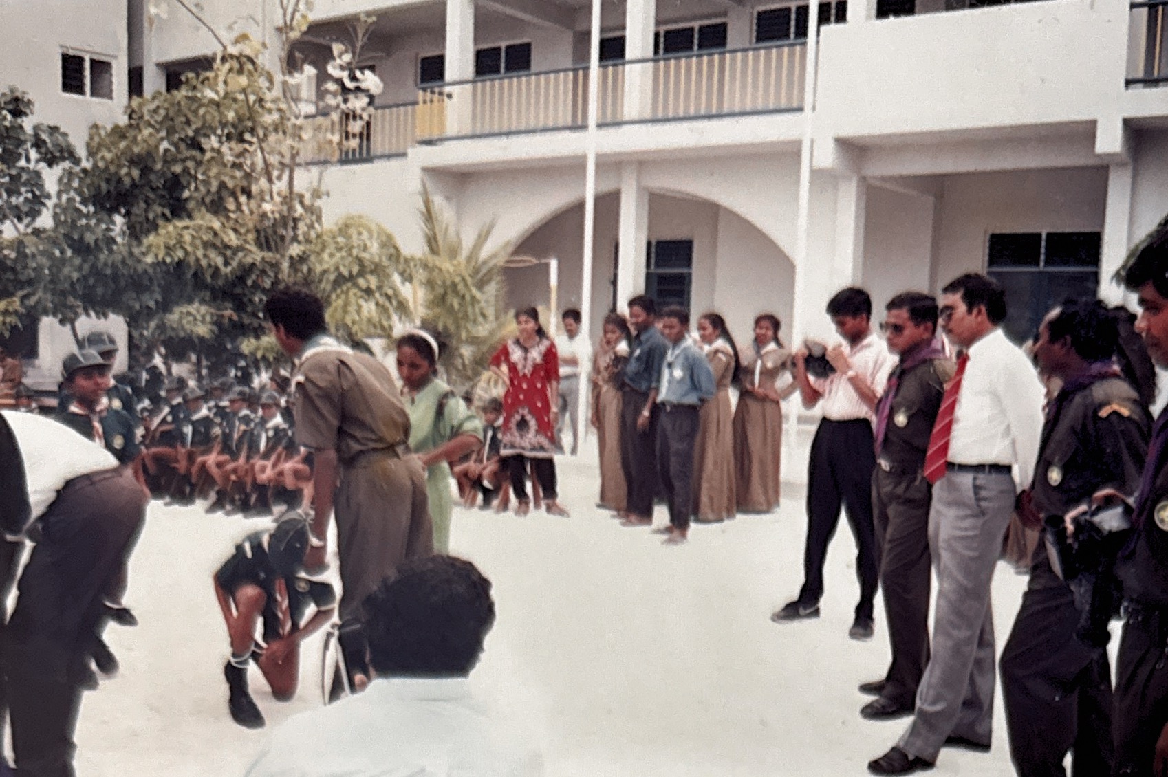 2 2nd Interschool Cub Scout Competition 1991 Chief Guest Mr.Ahmed Shareef and Scout Commissioner observing Knotting competition
